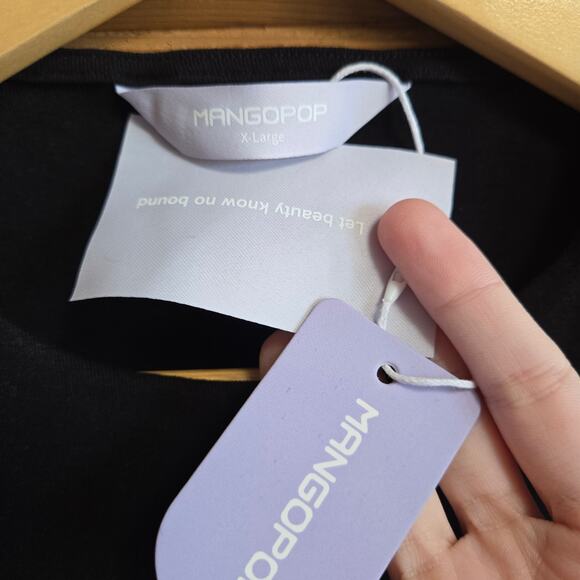 Mangopop Sleeveless Tank Top Bodysuit NWT XL Black Snap Bottom Shirt Blouse - Picture 5 of 5